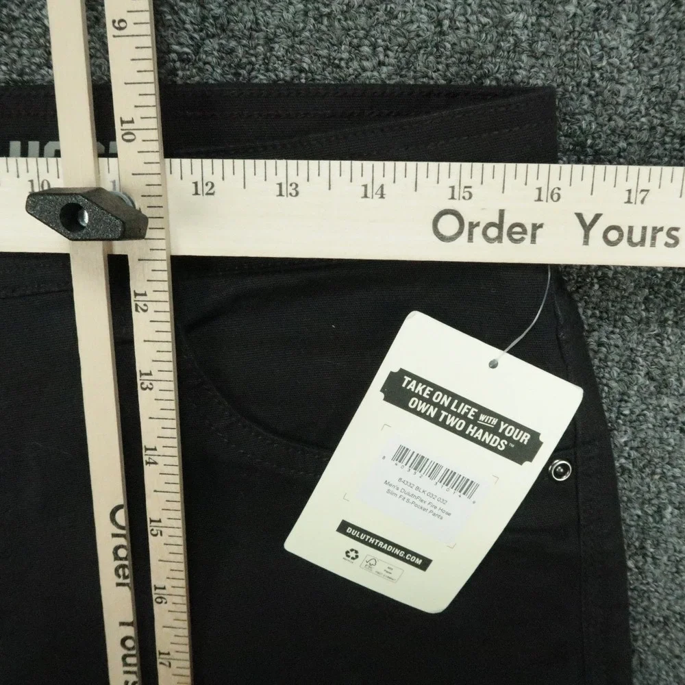 Duluth Pants Mens 32x32 Black DuluthFlex Fire Hose Slim Fit 5 Pocket Trouser